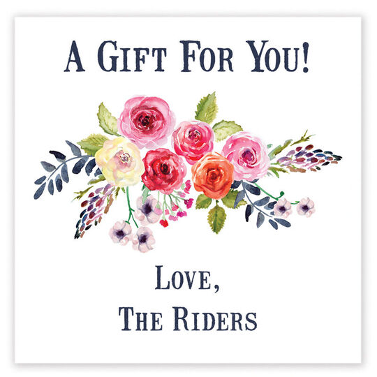 White Floral Bunch Square Gift Stickers